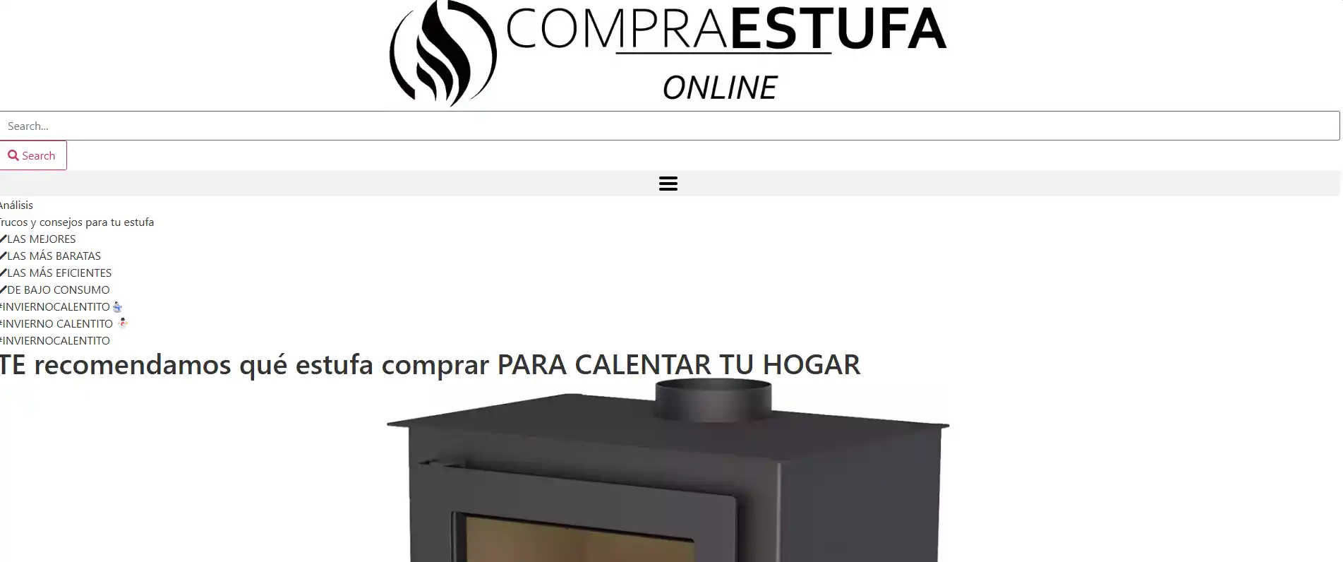 compraestufaonline.com antes de la optimización WPO: diseño sin optimizar con Lighthouse 32 en móvil
