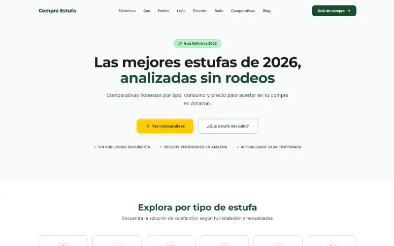 Proyecto web Compra Estufa Online — posición 200 a top 40 en un mes