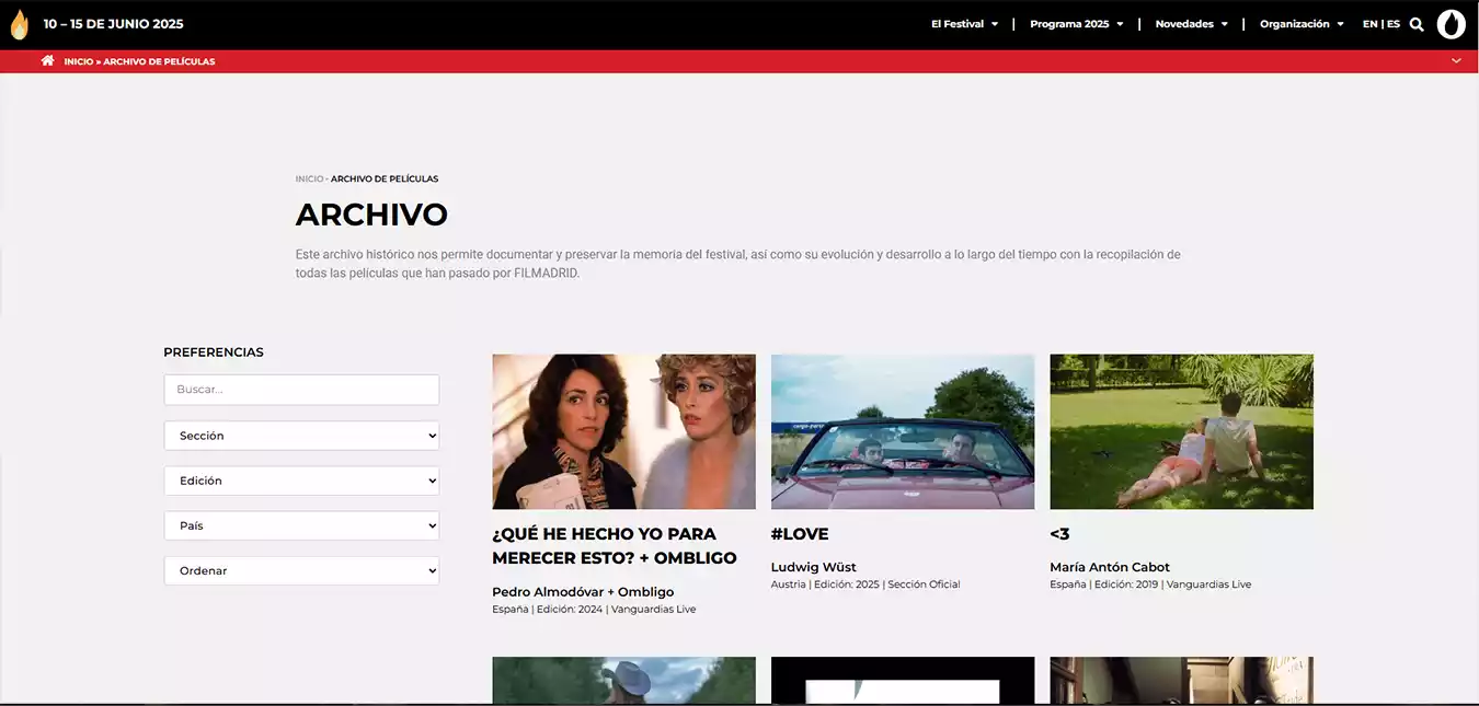 Archivo filmadrid diseño